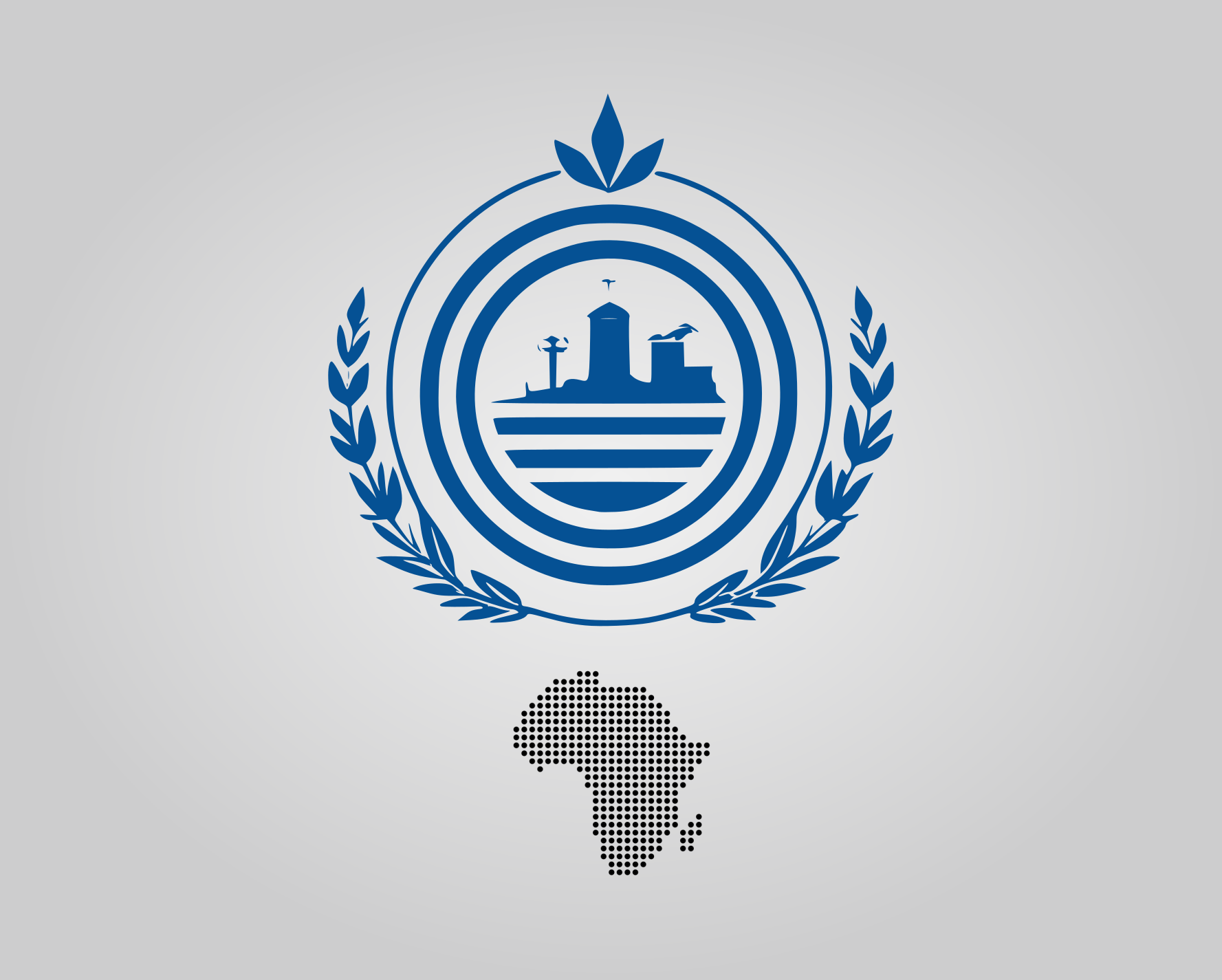 Blue logo showing bridge, church and mountain with Africa in bottom
